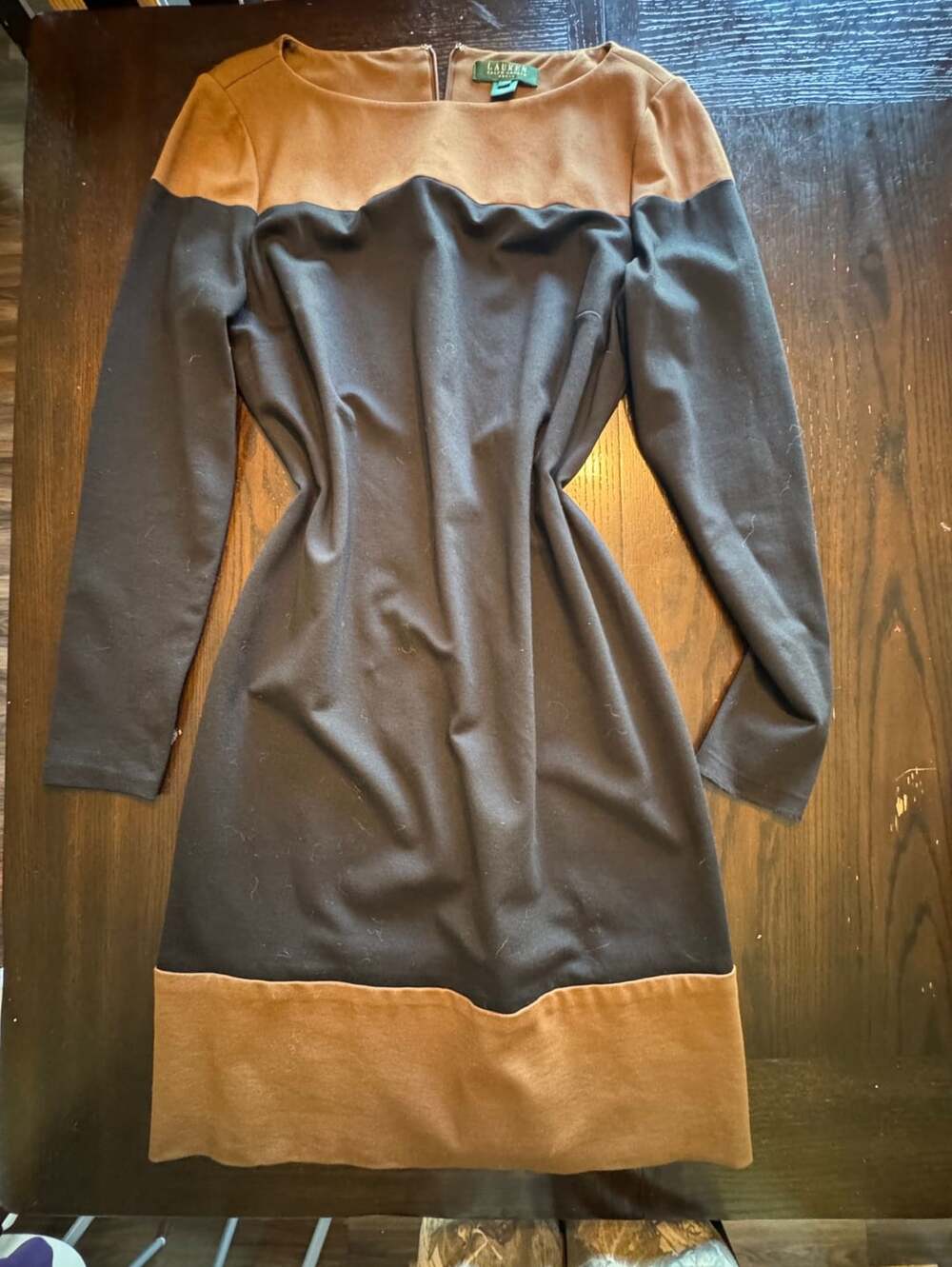 Lauren Ralph Lauren Dress Size 12 Black Brown Color Block